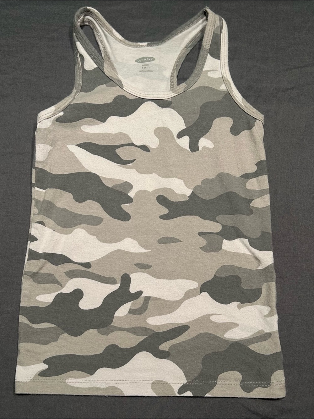 Old Navy Girls Grey Camo Racerback Tank Top